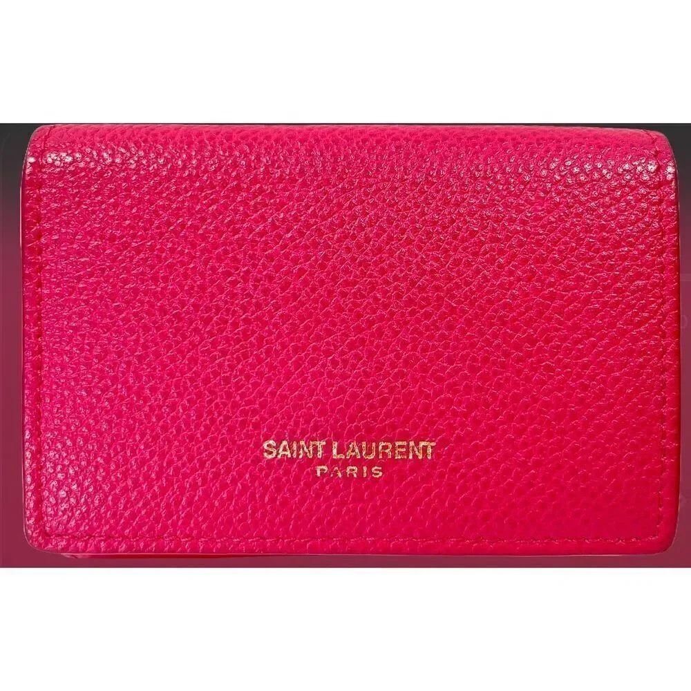 Saint Laurent Trifold Compact Mini Wallet Pink Leather Summer LuxuryβMinimalist